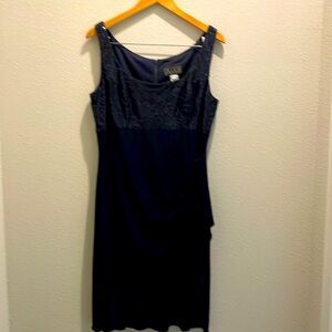 Alex evenings women’s navy blue sequined 2 piece dress size 16 ruched side, NWT.